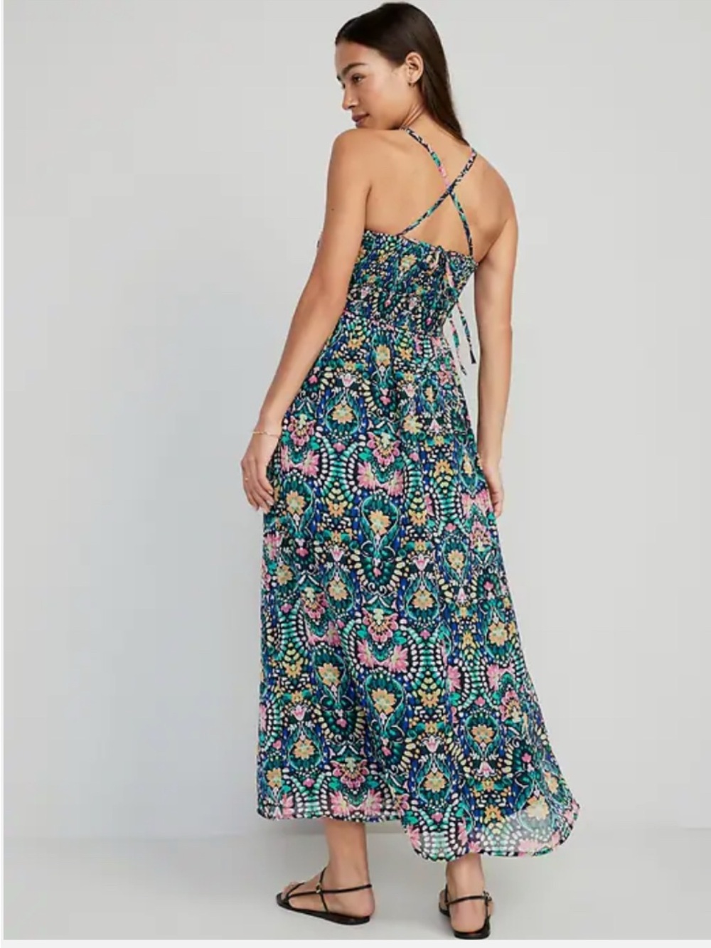 Boho Festival Resort Cottagecore One Shoulder Maxi Dress XL Tall Floral Paisley - Picture 2 of 6